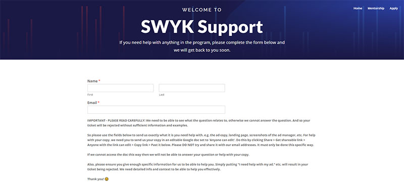 Sell What You Know Support Page